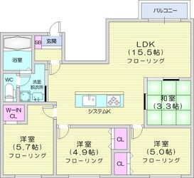 幌平橋駅 徒歩20分 3階の物件間取画像